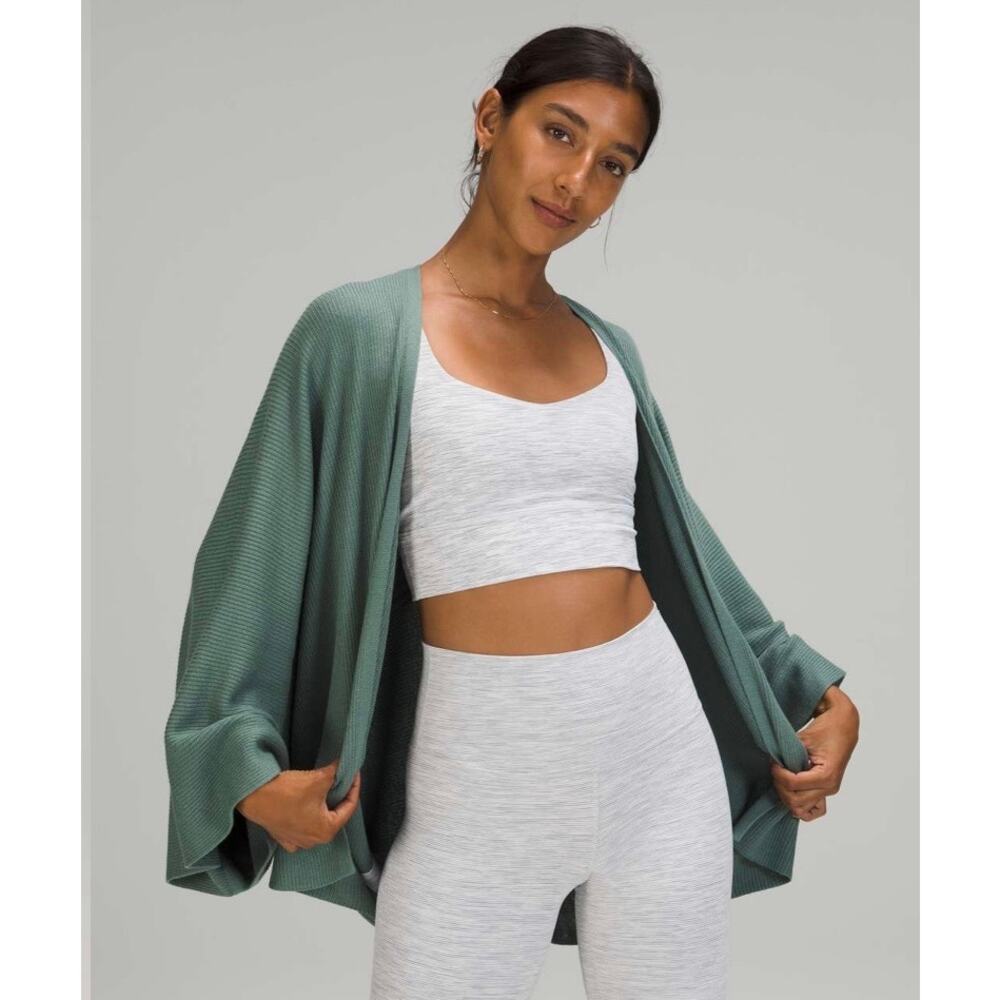 Lululemon Savasana Wrap Cardigan Ribbed Knit Open Front Cocoon Sweater One Size